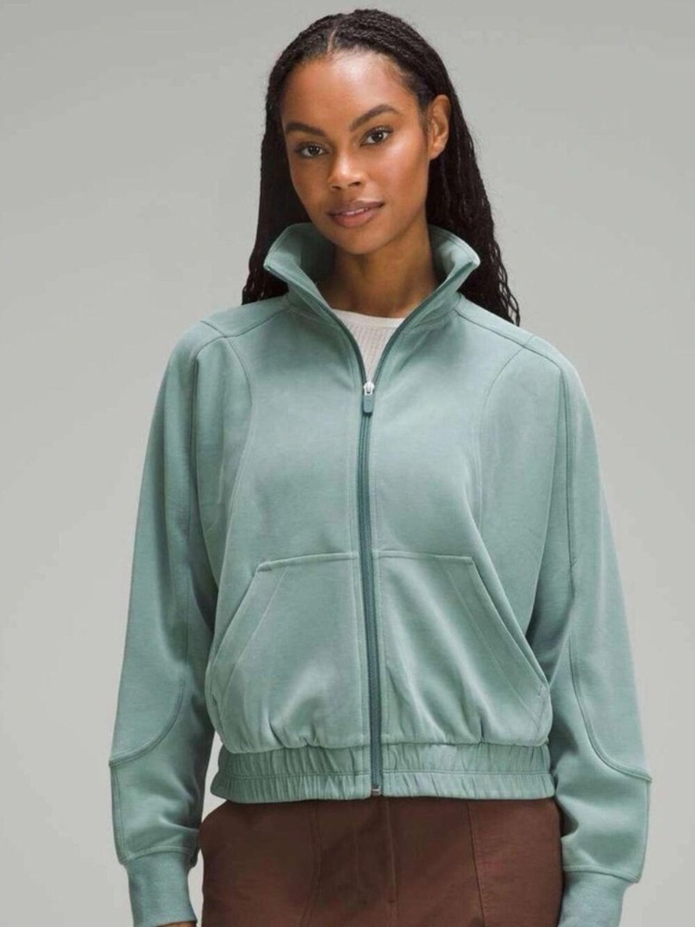 Lululemon Brushed Softstreme Funnel-Neck Zip Up - Medium Forest - 6